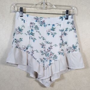04168 L' Atiste cream w/blue & pink floral print shorts S NWT